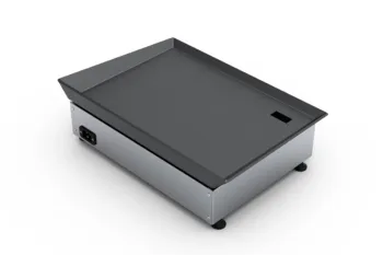 Vista del barbecue elettrico ELQ2000 con piastra liscia e corpo in metallo.