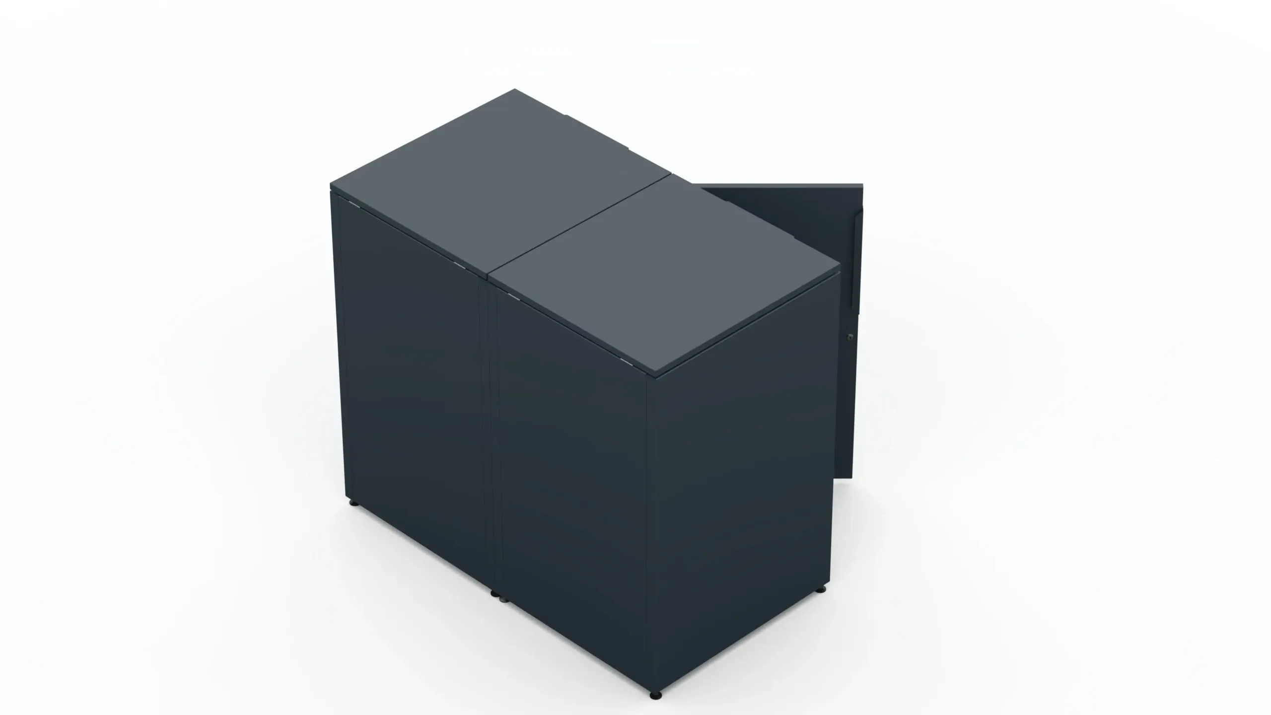 Doppio Copri bidone Flamula Copri bidone in metallo per due bidoni da 240 litri con coperchio classico e porte lisce senza motivo