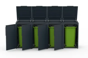 Copri bidone in metallo per quattro bidoni da 240 litri.