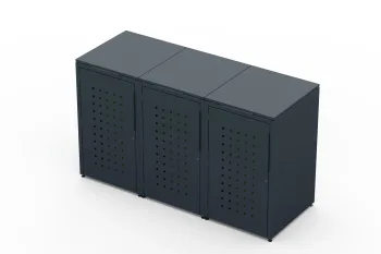 Copri bidone metallico per tre bidoni da 240 litri con motivo a quadri.