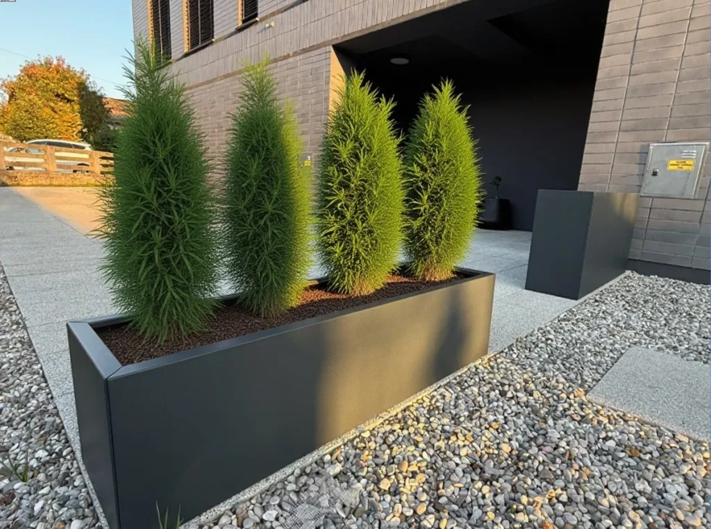 Fioriere metalliche moderne in colore antracite RAL7016FS