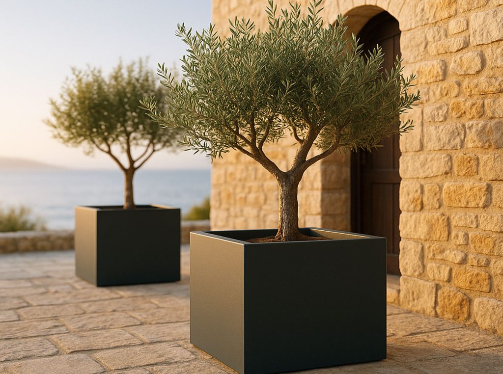 Fioriere metalliche moderne in colore antracite RAL7016FS