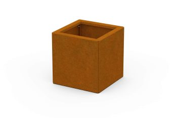 Moderna fioriera in metallo per fiori - acciaio Corten - dimensioni 30x30x30 cm