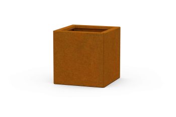 Moderna fioriera in metallo per fiori - acciaio Corten - dimensioni 30x30x30 cm