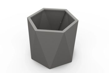 Cvetlično korito HX 50x50 cm RAL9007 FS - pogled z vrha pod kotom