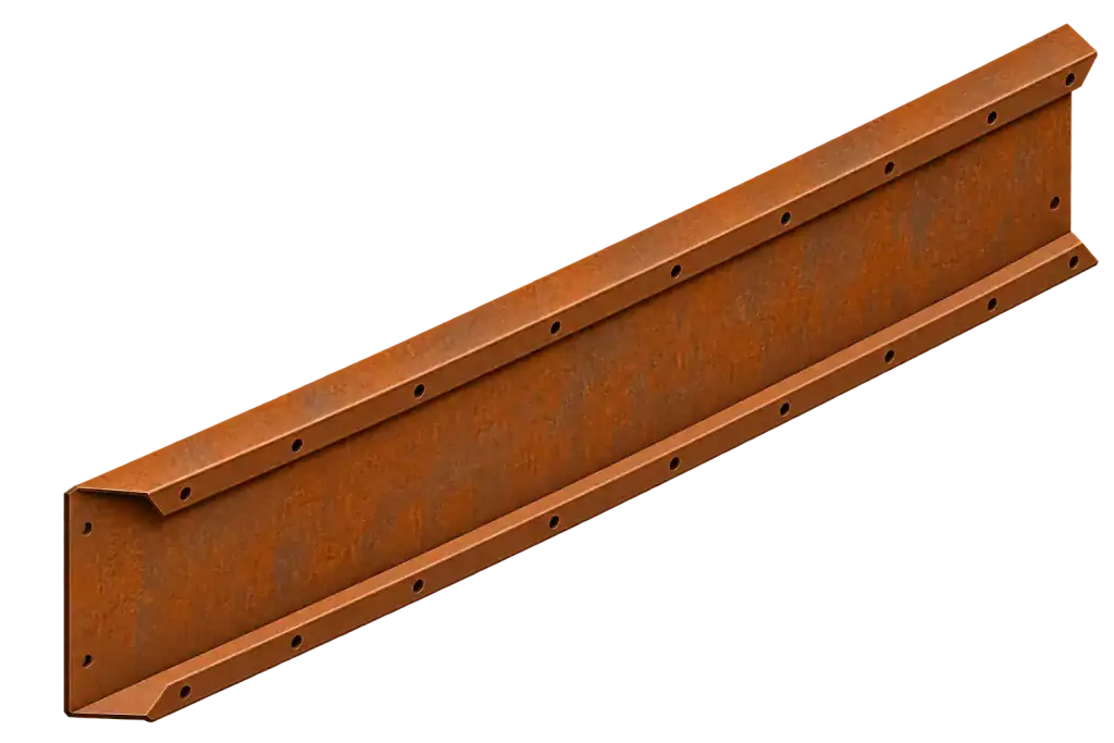 Bordo da giardino in acciaio Corten da 80 cm, con patina marrone-arancio.